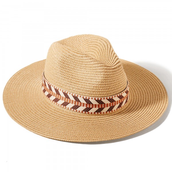 Wholesale straw Panama Sun Hat Woven Band One Fits Most Internal Adjustable Draw