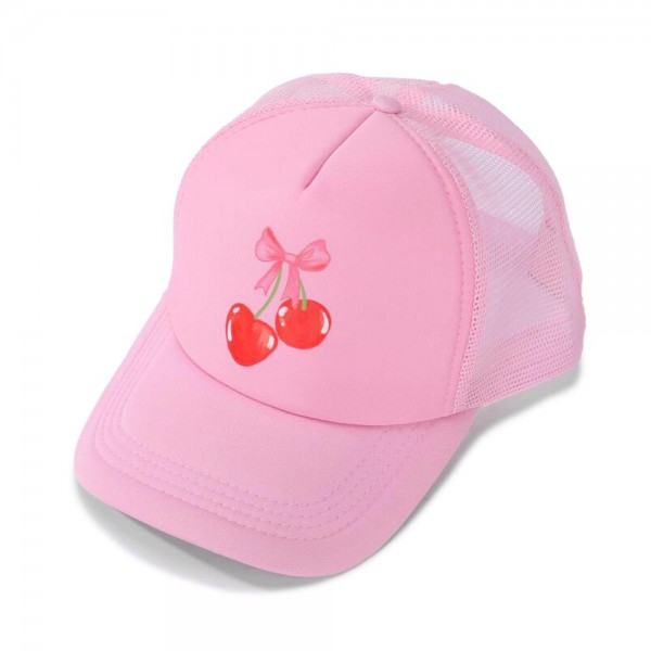 Wholesale cherry Bow Trucker Baseball Cap One Fits Most Adjustable Snap Back Pol