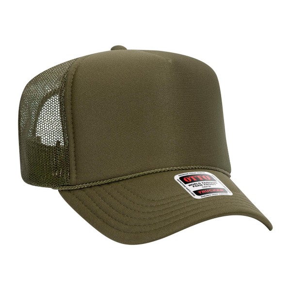 OTTO CAP 39-165
5 Panel High Crown Mesh Back Trucker Hat

- One Size Fits Most 
- Adjustable Snap Back 
- 100% Polyester - Front Panel With Lining 
- Polyester Foam Front

100% Polyester Front 100% Polyester Mesh Back The Traditional Look 5-panel cap Seamless Foam Front Panel with Lining Matching Color Braid 8 Rows Stitching on Visor Matching Fabric Undervisor Matching Color Sweatband Plastic Adjustable Snap OSFM - Adult (6 1/2 - 7 5/8)