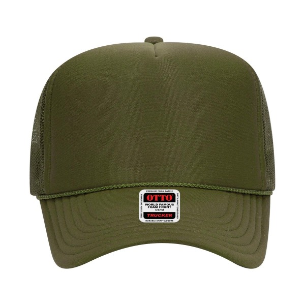 OTTO CAP 39-165
5 Panel High Crown Mesh Back Trucker Hat
- One Size Fits Most 
- Adjustable Snap Back 
- 100% Polyester - Front Panel With Lining 
- Polyester Foam Front
100% Polyester Front 100% Polyester Mesh Back The Traditional Look 5-panel cap Seamless Foam Front Panel with Lining Matching Color Braid 8 Rows Stitching on Visor Matching Fabric Under Visor Matching Color Sweatband Plastic Adjustable Snap OSFM - Adult (6 1/2 - 7 5/8)