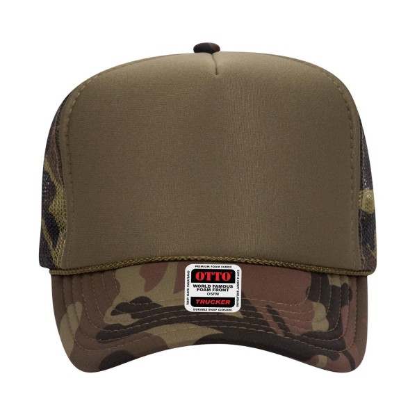 OTTO CAP 39-165
5 Panel High Crown Mesh Back Trucker Hat
- One Size Fits Most 
- Adjustable Snap Back 
- 100% Polyester - Front Panel With Lining 
- Polyester Foam Front
100% Polyester Front 100% Polyester Mesh Back The Traditional Look 5-panel cap Seamless Foam Front Panel with Lining Matching Color Braid 8 Rows Stitching on Visor Matching Fabric Under Visor Matching Color Sweatband Plastic Adjustable Snap OSFM - Adult (6 1/2 - 7 5/8)