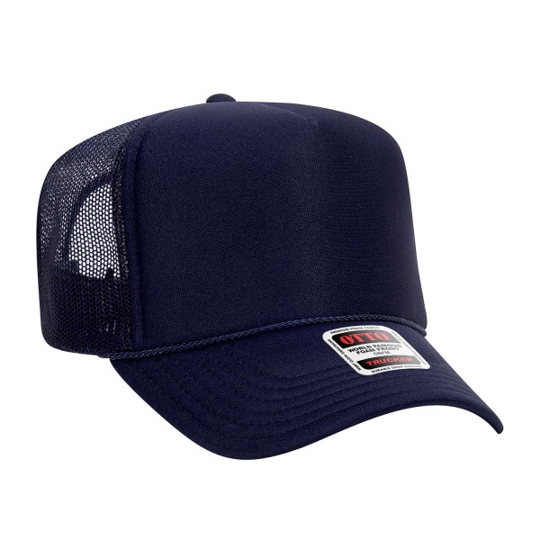 OTTO CAP 39-165
5 Panel High Crown Mesh Back Trucker Hat
- One Size Fits Most 
- Adjustable Snap Back 
- 100% Polyester - Front Panel With Lining 
- Polyester Foam Front
100% Polyester Front 100% Polyester Mesh Back The Traditional Look 5-panel cap Seamless Foam Front Panel with Lining Matching Color Braid 8 Rows Stitching on Visor Matching Fabric Under Visor Matching Color Sweatband Plastic Adjustable Snap OSFM - Adult (6 1/2 - 7 5/8)