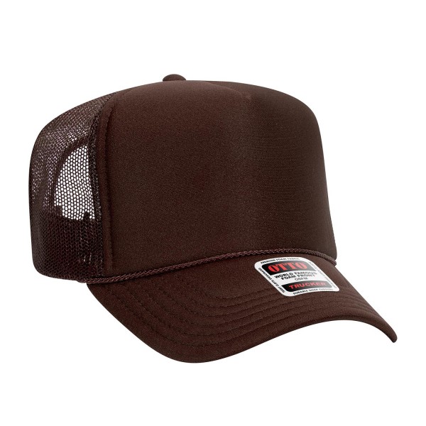 OTTO CAP 39-165
5 Panel High Crown Mesh Back Trucker Hat
- One Size Fits Most 
- Adjustable Snap Back 
- 100% Polyester - Front Panel With Lining 
- Polyester Foam Front
100% Polyester Front 100% Polyester Mesh Back The Traditional Look 5-panel cap Seamless Foam Front Panel with Lining Matching Color Braid 8 Rows Stitching on Visor Matching Fabric Under Visor Matching Color Sweatband Plastic Adjustable Snap OSFM - Adult (6 1/2 - 7 5/8)