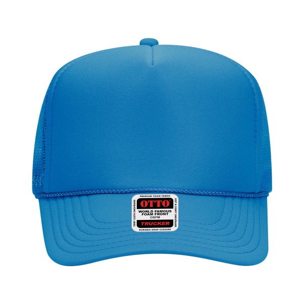 OTTO CAP 39-165
5 Panel High Crown Mesh Back Trucker Hat
- One Size Fits Most 
- Adjustable Snap Back 
- 100% Polyester - Front Panel With Lining 
- Polyester Foam Front
100% Polyester Front 100% Polyester Mesh Back The Traditional Look 5-panel cap Seamless Foam Front Panel with Lining Matching Color Braid 8 Rows Stitching on Visor Matching Fabric Under Visor Matching Color Sweatband Plastic Adjustable Snap OSFM - Adult (6 1/2 - 7 5/8)