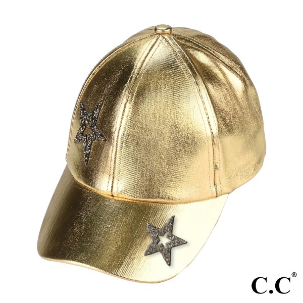 C.C BAB-8051
Metallic Coated Star Embellishments Baseball Cap

- One Size Fits Most
- Velcro Closure 
- 90% Cotton 10% Polyester
