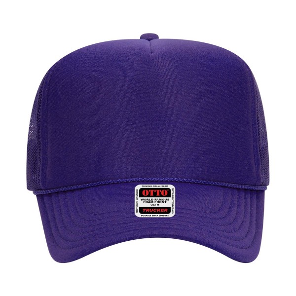 OTTO CAP 39-165
5 Panel High Crown Mesh Back Trucker Hat
- One Size Fits Most 
- Adjustable Snap Back 
- 100% Polyester - Front Panel With Lining 
- Polyester Foam Front
100% Polyester Front 100% Polyester Mesh Back The Traditional Look 5-panel cap Seamless Foam Front Panel with Lining Matching Color Braid 8 Rows Stitching on Visor Matching Fabric Under Visor Matching Color Sweatband Plastic Adjustable Snap OSFM - Adult (6 1/2 - 7 5/8)