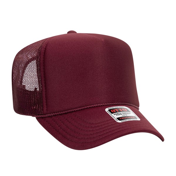 OTTO CAP 39-165
5 Panel High Crown Mesh Back Trucker Hat
- One Size Fits Most 
- Adjustable Snap Back 
- 100% Polyester - Front Panel With Lining 
- Polyester Foam Front
100% Polyester Front 100% Polyester Mesh Back The Traditional Look 5-panel cap Seamless Foam Front Panel with Lining Matching Color Braid 8 Rows Stitching on Visor Matching Fabric Under Visor Matching Color Sweatband Plastic Adjustable Snap OSFM - Adult (6 1/2 - 7 5/8)