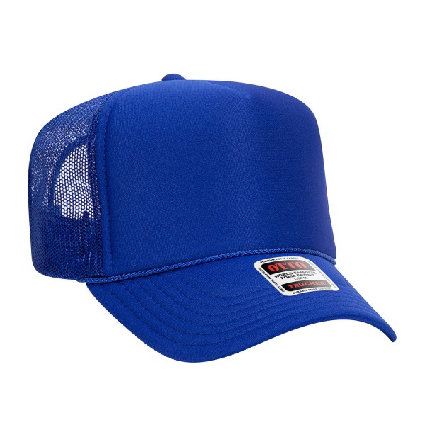 OTTO CAP 39-165
5 Panel High Crown Mesh Back Trucker Hat
- One Size Fits Most 
- Adjustable Snap Back 
- 100% Polyester - Front Panel With Lining 
- Polyester Foam Front
100% Polyester Front 100% Polyester Mesh Back The Traditional Look 5-panel cap Seamless Foam Front Panel with Lining Matching Color Braid 8 Rows Stitching on Visor Matching Fabric Under Visor Matching Color Sweatband Plastic Adjustable Snap OSFM - Adult (6 1/2 - 7 5/8)