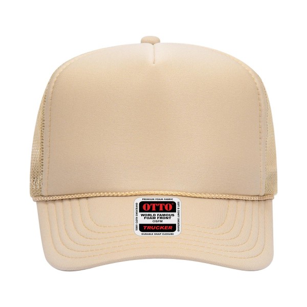 OTTO CAP 39-165
5 Panel High Crown Mesh Back Trucker Hat
- One Size Fits Most 
- Adjustable Snap Back 
- 100% Polyester - Front Panel With Lining 
- Polyester Foam Front
100% Polyester Front 100% Polyester Mesh Back The Traditional Look 5-panel cap Seamless Foam Front Panel with Lining Matching Color Braid 8 Rows Stitching on Visor Matching Fabric Under Visor Matching Color Sweatband Plastic Adjustable Snap OSFM - Adult (6 1/2 - 7 5/8)