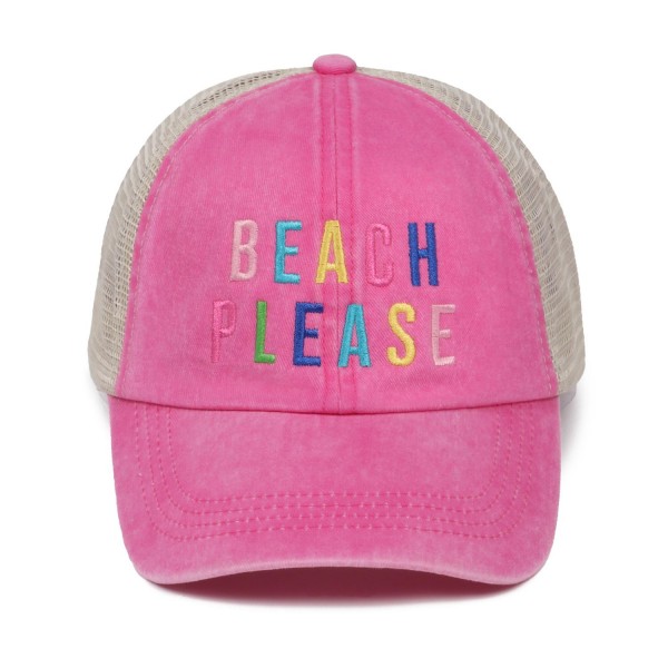 Wholesale embroidered BEACH PLEASE Baseball Cap Mesh Back One Fits Most Adjustab