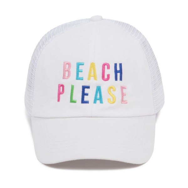 Wholesale embroidered BEACH PLEASE Baseball Cap Mesh Back One Fits Most Adjustab