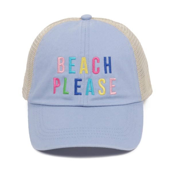 Wholesale embroidered BEACH PLEASE Baseball Cap Mesh Back One Fits Most Adjustab