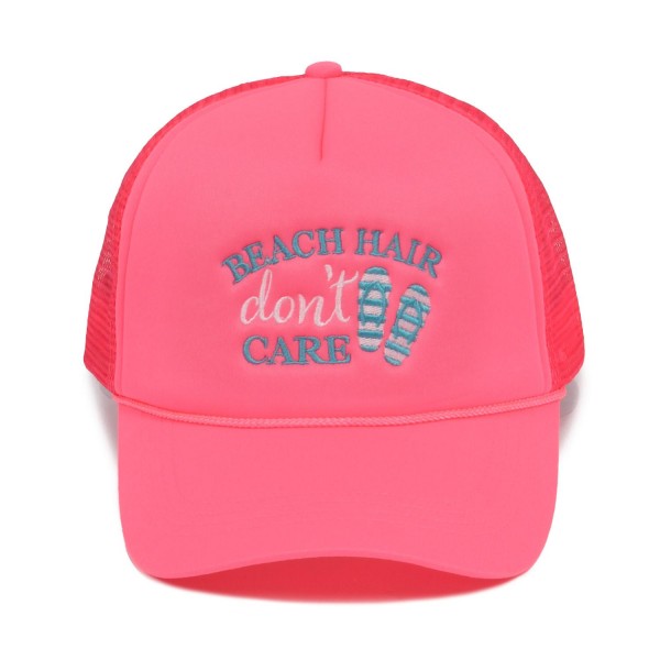 Wholesale embroidered BEACH HAIR don t CARE Trucker Baseball Cap One Fits Most A