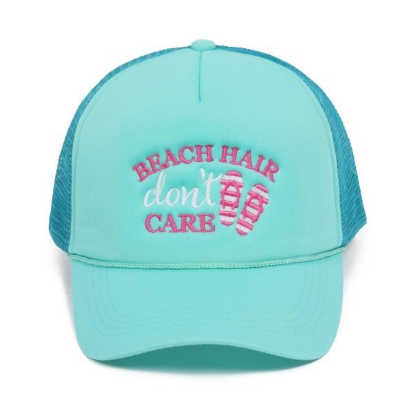 Wholesale embroidered BEACH HAIR don t CARE Trucker Baseball Cap One Fits Most A