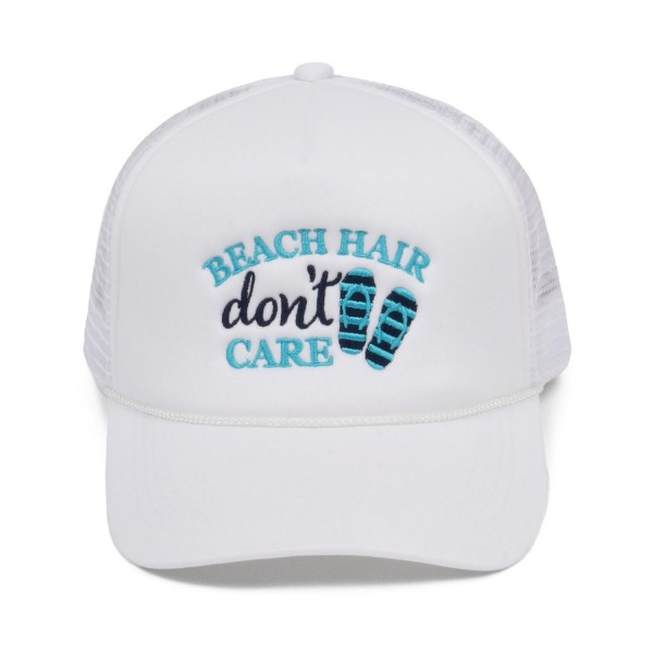 Wholesale embroidered BEACH HAIR don t CARE Trucker Baseball Cap One Fits Most A