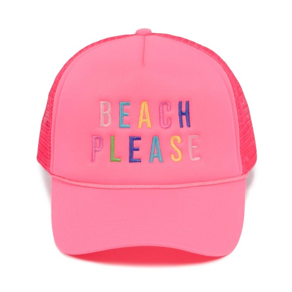 Wholesale embroidered BEACH PLEASE Trucker Baseball Cap One Fits Most Adjustable