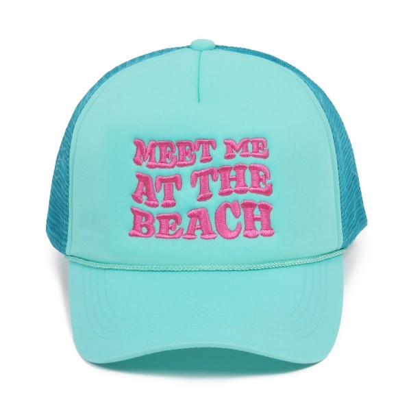 Embroidered "MEET ME AT THE BEACH" Trucker Baseball Cap

- One Size Fits Most
- Adjustable Snap Back
- 100% Polyester