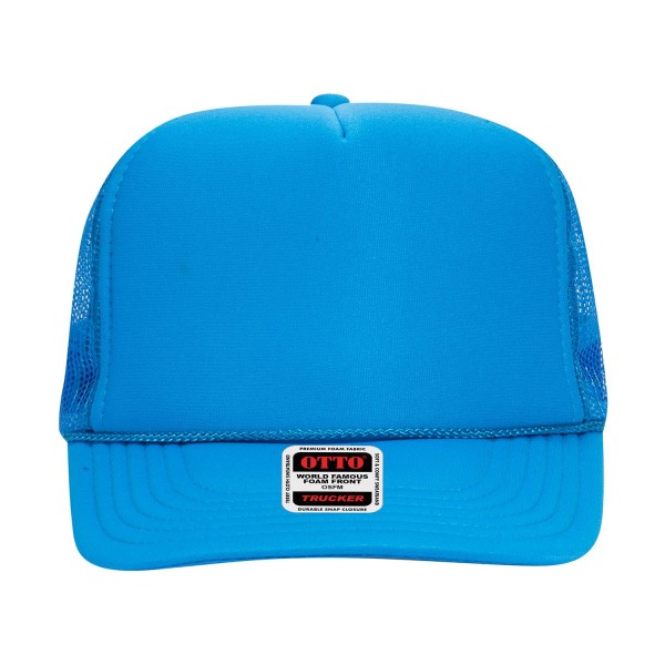 OTTO CAP 39-165
5 Panel High Crown Mesh Back Trucker Hat
- One Size Fits Most 
- Adjustable Snap Back 
- 100% Polyester - Front Panel With Lining 
- Polyester Foam Front
100% Polyester Front 100% Polyester Mesh Back The Traditional Look 5-panel cap Seamless Foam Front Panel with Lining Matching Color Braid 8 Rows Stitching on Visor Matching Fabric Under Visor Matching Color Sweatband Plastic Adjustable Snap OSFM - Adult (6 1/2 - 7 5/8)