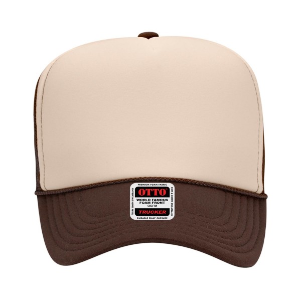 OTTO CAP 39-165
5 Panel High Crown Mesh Back Trucker Hat
- One Size Fits Most 
- Adjustable Snap Back 
- 100% Polyester - Front Panel With Lining 
- Polyester Foam Front
100% Polyester Front 100% Polyester Mesh Back The Traditional Look 5-panel cap Seamless Foam Front Panel with Lining Matching Color Braid 8 Rows Stitching on Visor Matching Fabric Under Visor Matching Color Sweatband Plastic Adjustable Snap OSFM - Adult (6 1/2 - 7 5/8)