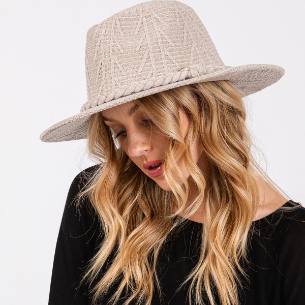 Wholesale soft Knit Panama Hat Braided Knit Band Adjustable Drawstring Inside On