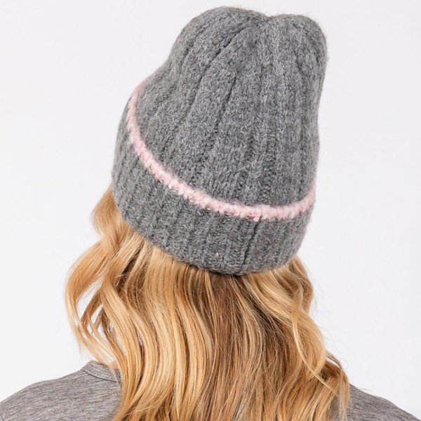Knit Cuffed Beanie - One Size Fits Most - 70% Acrylic 20% Nylon 10% Wool view 5