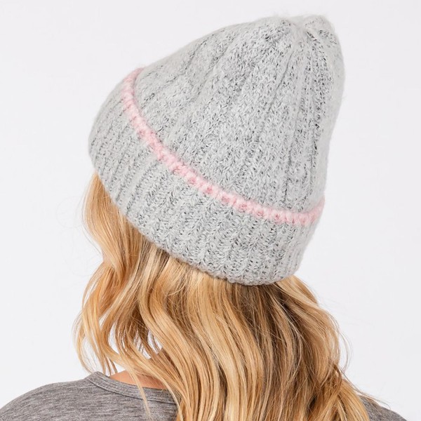 Knit Cuffed Beanie - One Size Fits Most - 70% Acrylic 20% Nylon 10% Wool view 5