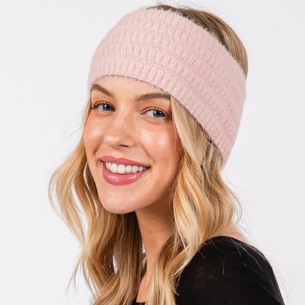 Wholesale fuzzy Knit Head Wrap One Fits Most Nylon