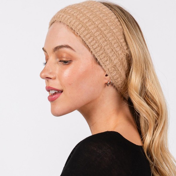 Wholesale fuzzy Knit Head Wrap One Fits Most Nylon