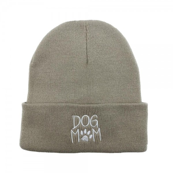 Wholesale dOG MOM Embroidered Cuffed Knit Beanie One Fits Most Acrylic
