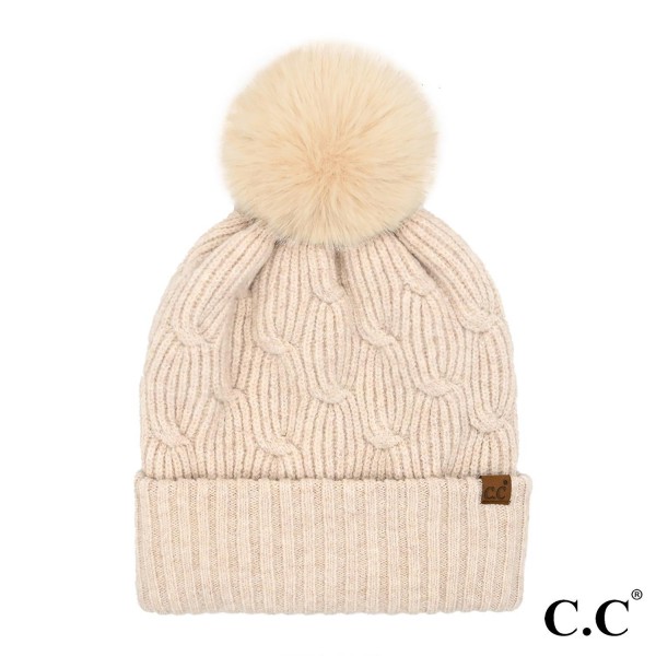 Wholesale c C HTE Chain Link Knitted Pom Beanie One Fits Most Polyester Acrylic