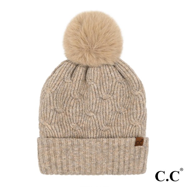 Wholesale c C HTE Chain Link Knitted Pom Beanie One Fits Most Polyester Acrylic
