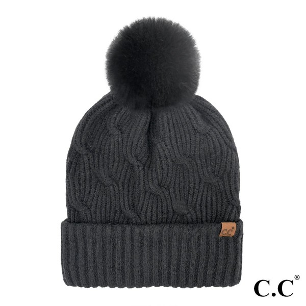 Wholesale c C HTE Chain Link Knitted Pom Beanie One Fits Most Polyester Acrylic