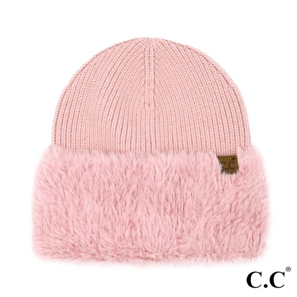 Wholesale c C HTE Knit Faux Fur Cuff Beanie One Fits Most Body Acrylic Polyester