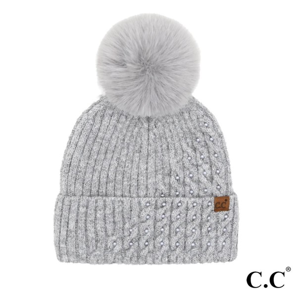 Wholesale c C HTE Cable Pom Beanie Pearl Embellishments One Polyester Acrylic Re