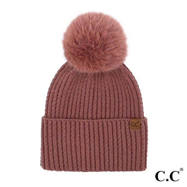 Wholesale c C HTE Cable Cuff Pom Beanie One Fits Most Rayon Polyester Nylon