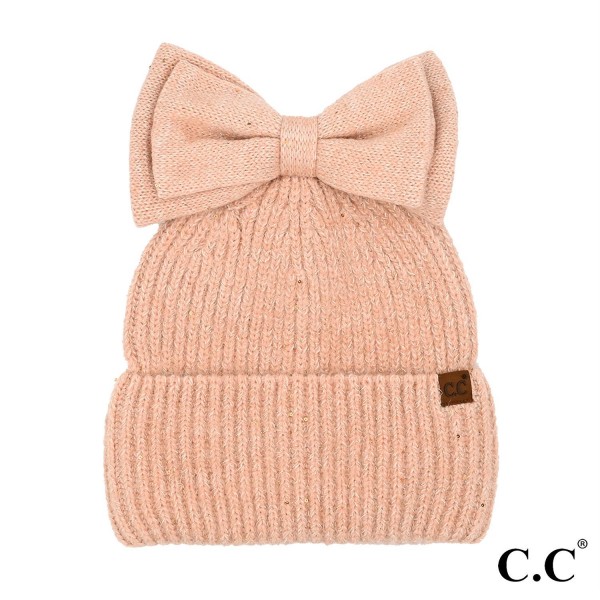 Wholesale c C MBE Messy Bun Bow Beanie Sequins One Acrylic Polyester Rabbit Hair