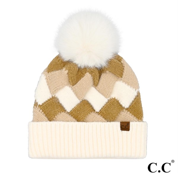Wholesale c C HTC Chunky Weaved Pattern Pom Beanie One Fits Most Beanie Acrylic