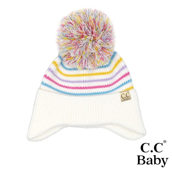 Wholesale c C BB HTC Baby Stripe Earflap Yarn Pom Beanie One Fits Most Newborn M
