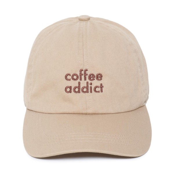 Wholesale coffee addict Embroidered Baseball Cap One Fits Most Slide Buckle Adj