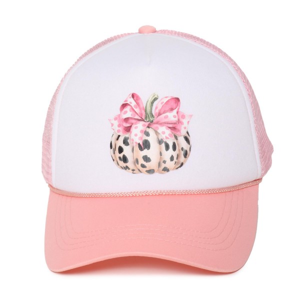 Wholesale speckled Pumpkin Bow Trucker Baseball Cap One Fits Most Adjustable Sna
