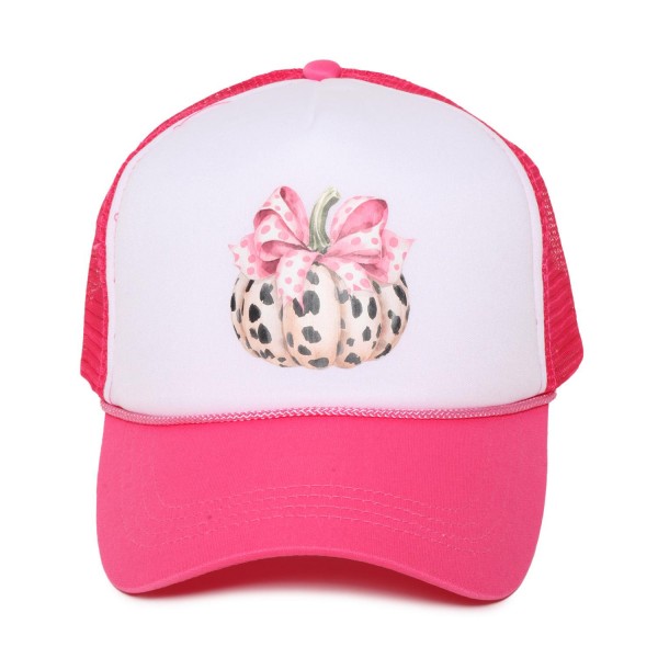 Wholesale speckled Pumpkin Bow Trucker Baseball Cap One Fits Most Adjustable Sna