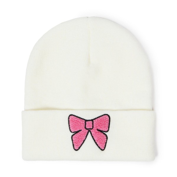 Wholesale bow Chenille Patch Knit Cuffed Beanie One Fits Most Acrylic