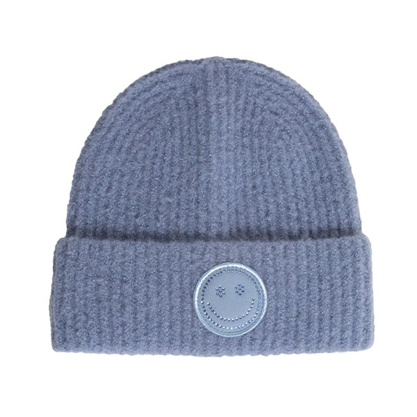 Wholesale rhinestone Studded Happy Chenille Patch Knit Cuffed Beanie One Fits Mo