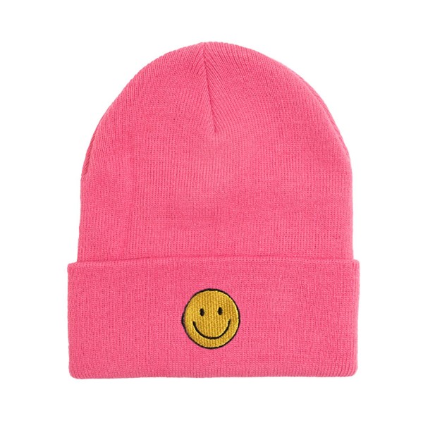 Wholesale happy Chenille Patch Knit Cuffed Beanie One Fits Most Acrylic