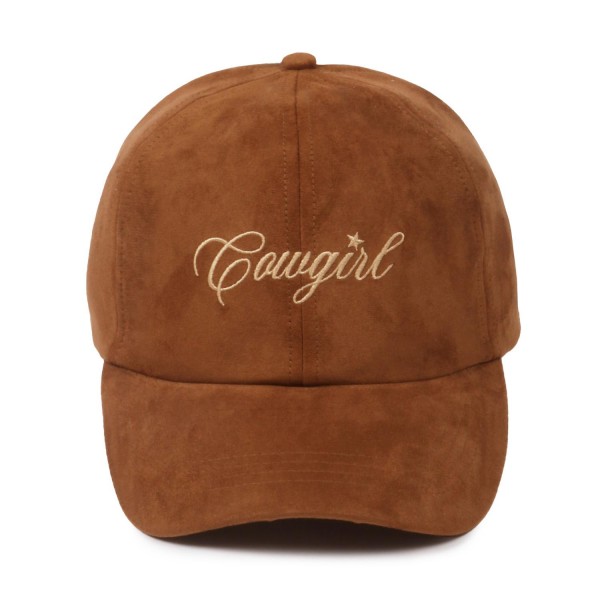 Wholesale cowgirl Embroidered Faux Suede Baseball Cap One Fits Most Slide Buckl