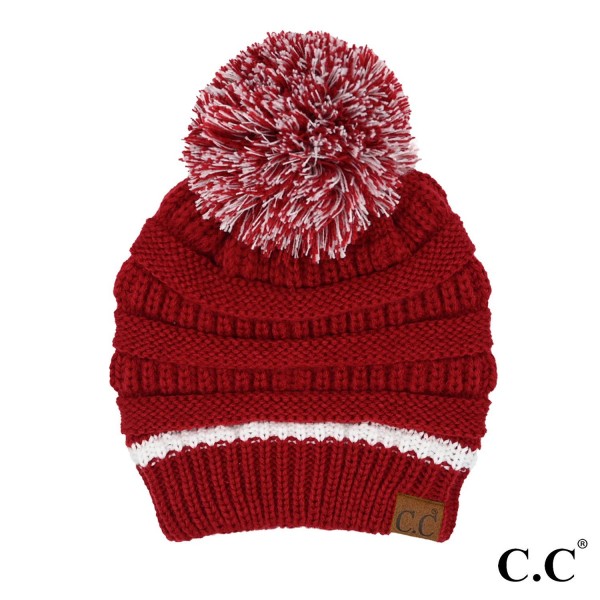 Wholesale c C HAT College Football Team Color Pom Beanie Acrylic One Fits Most