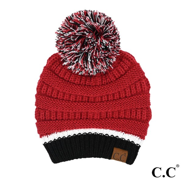 Wholesale c C HAT College Football Team Color Pom Beanie Acrylic One Fits Most