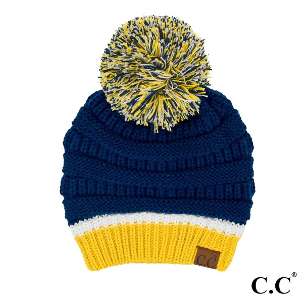 Wholesale c C HAT College Football Team Color Pom Beanie Acrylic One Fits Most