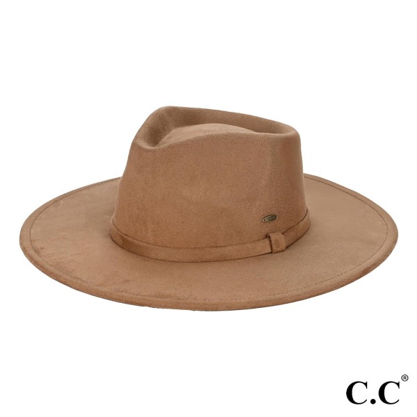 C.C VFC0001
Faux Suede Rancher Hat 

- One Size Fits Most
- 90% Polyester / 10 % Spandex 
- Brim Approximately 3.5" W