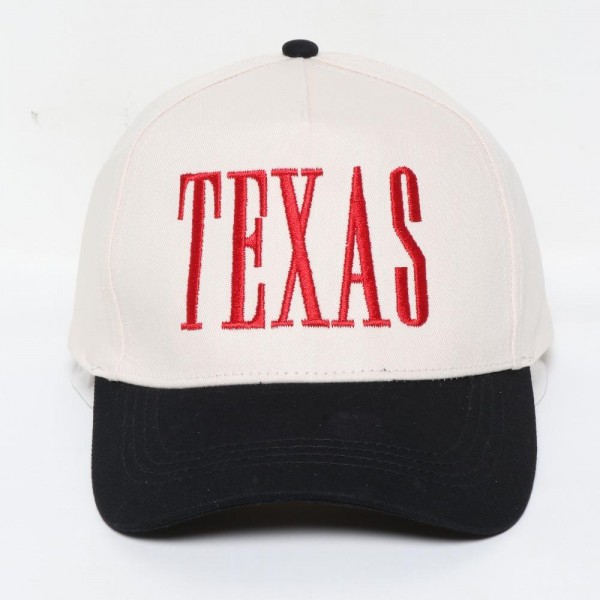 'TEXAS' Embroidered Two Tone Baseball Cap

- One Size Fits Most
- Snap Back Closure
- 100% Cotton